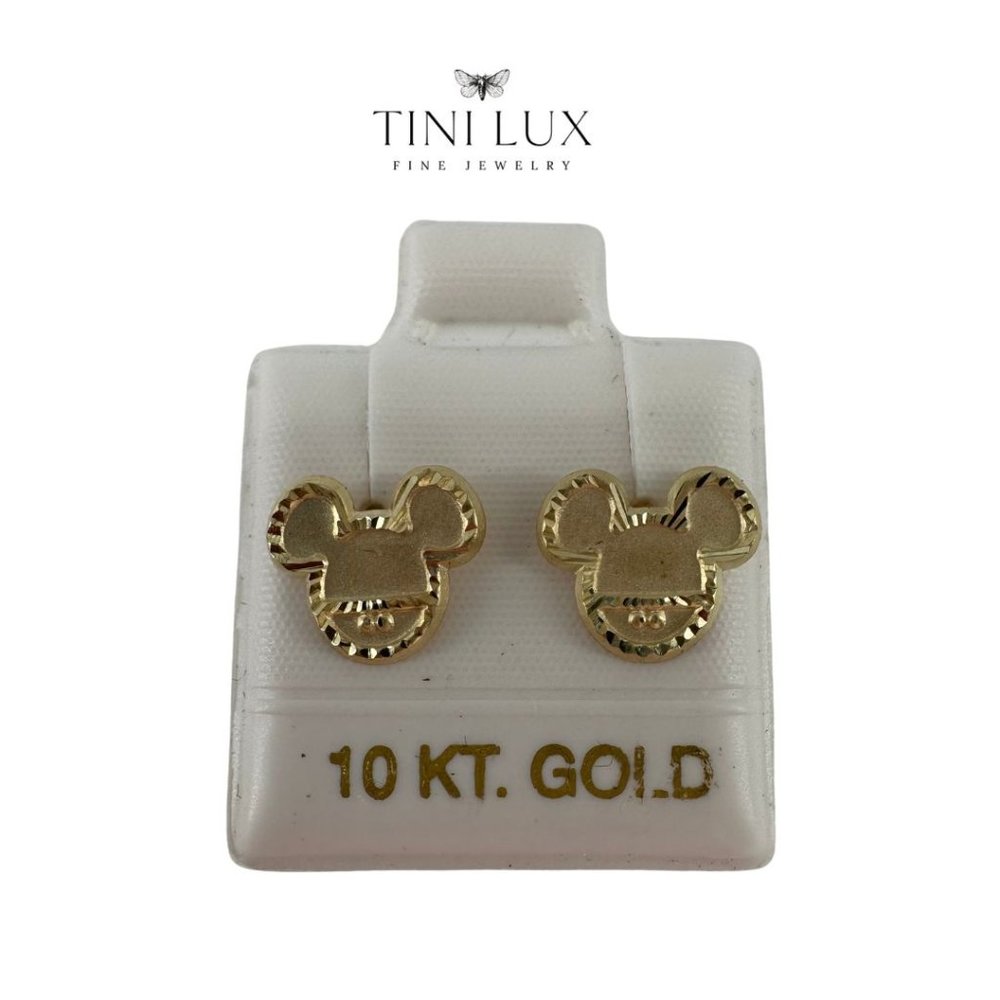 Disney Collection - Earrings Studs Yellow Gold 10K Screwback Mickey Mouse